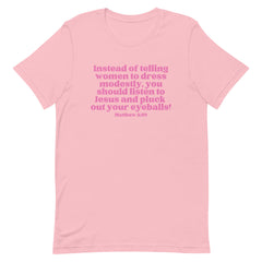 Listen To Jesus Short-Sleeve Unisex Feminist T-shirt - Shop Women’s Rights T-shirts - Feminist Trash Store - Pink